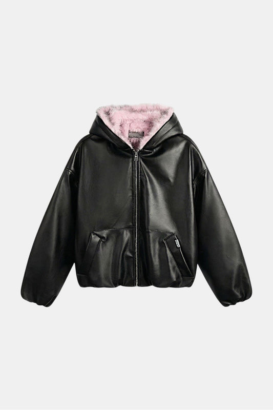 Fur leather jacket