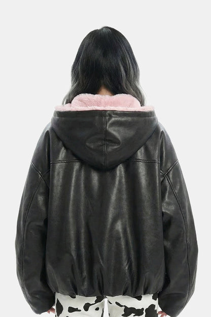 Fur leather jacket