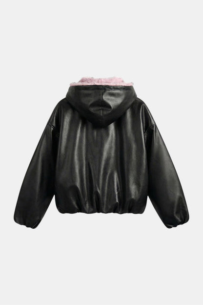 Fur leather jacket