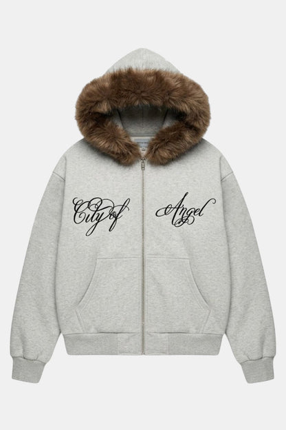 Fur jacket with calligraphy