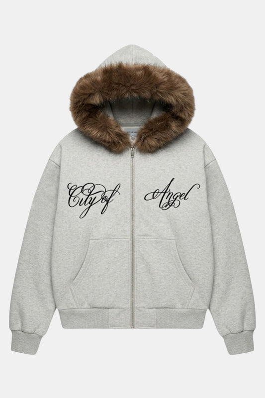 Fur jacket with calligraphy
