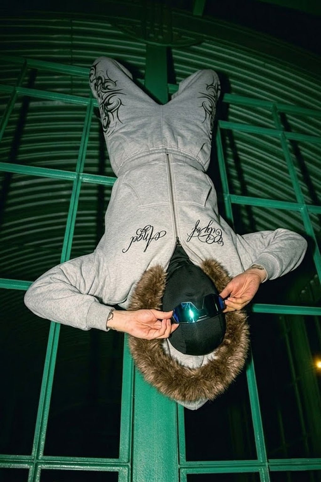 Fur jacket with calligraphy