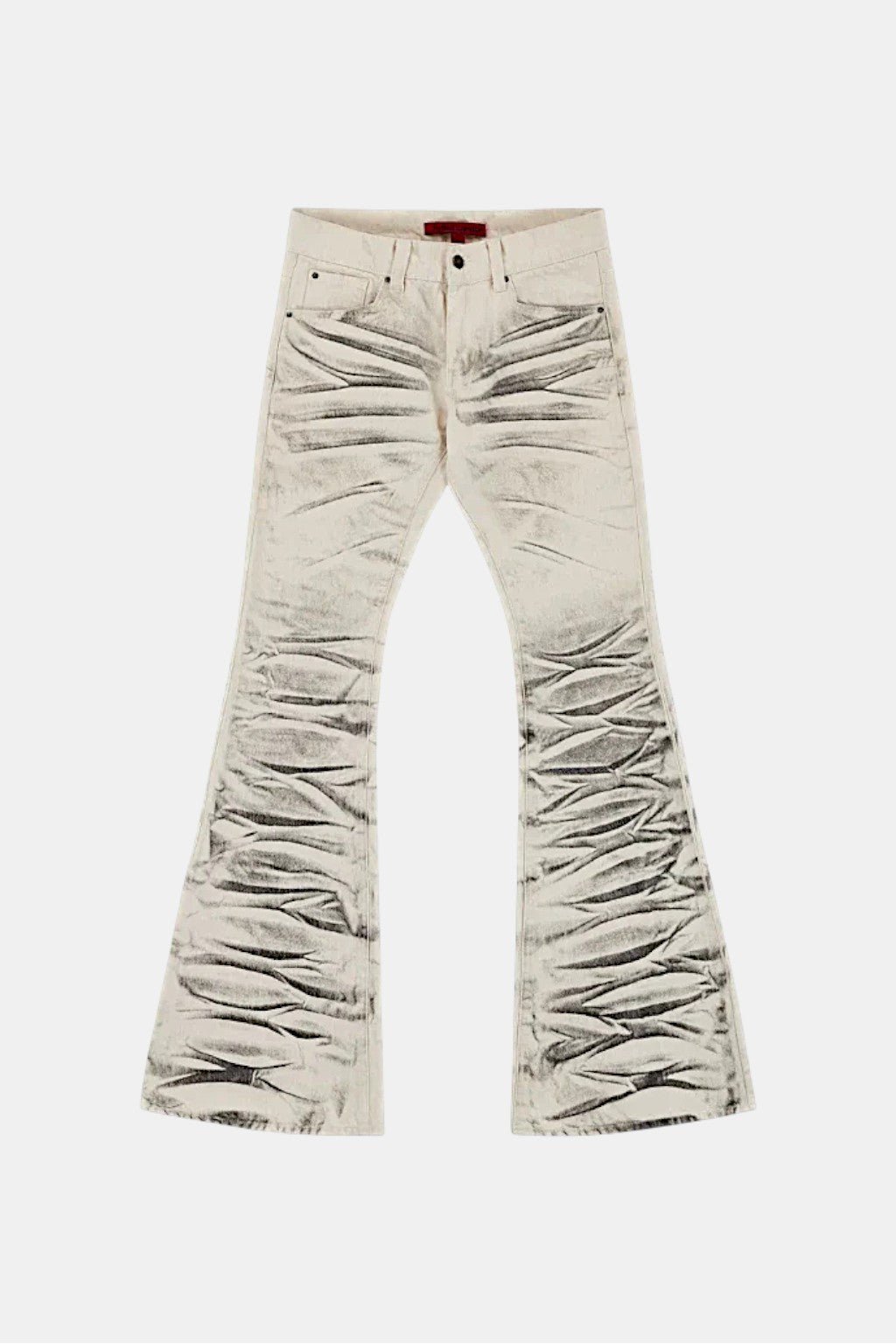 White stacked jeans